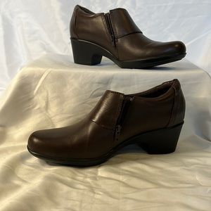 Clarks booties dark brown